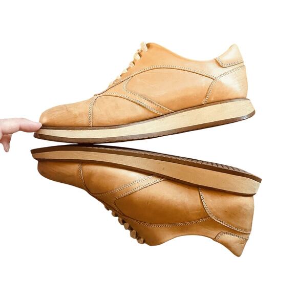 🍒 Y2K Leather Platform Sneakers Shoes Balthazar Paris Preppy‎ Tan Size EU 40 - Picture 6 of 11